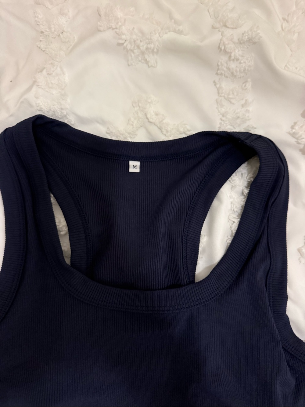 navy blue Racerback Tank and Drawstring Shorts Set - Picture 2 of 3